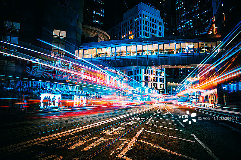 金融区的车流轨迹图片素材