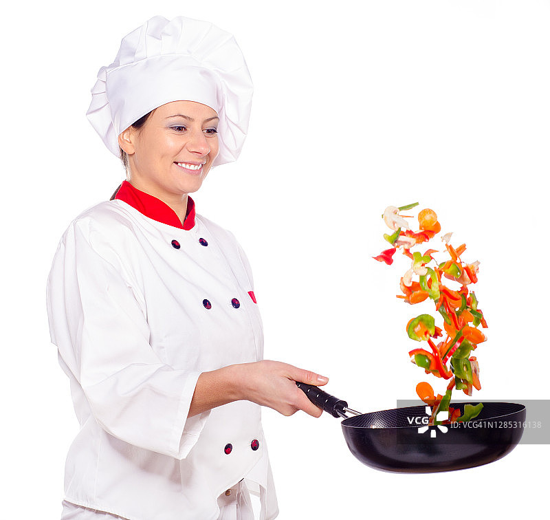 女厨师烹饪图片素材