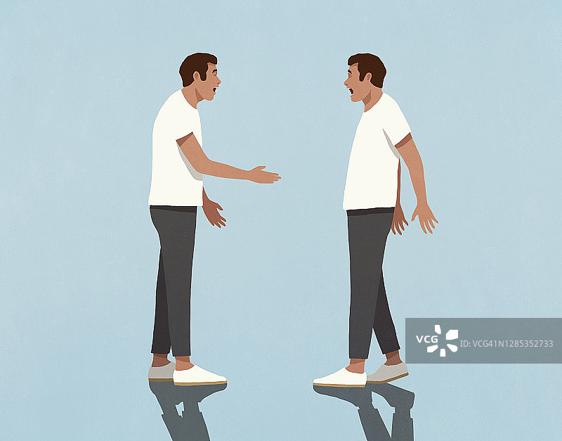 惊讶的双胞胎兄弟面对面图片素材