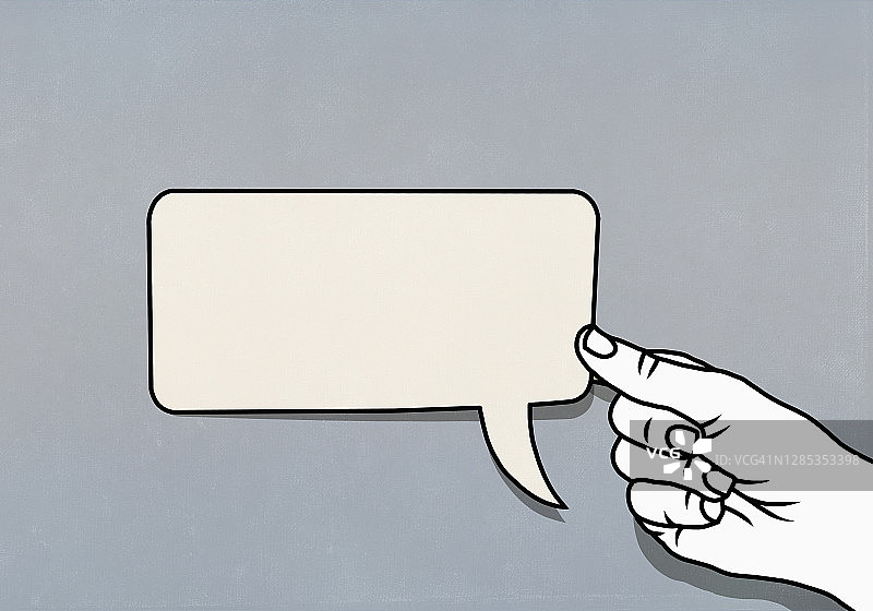 手持对话气泡便签图片素材