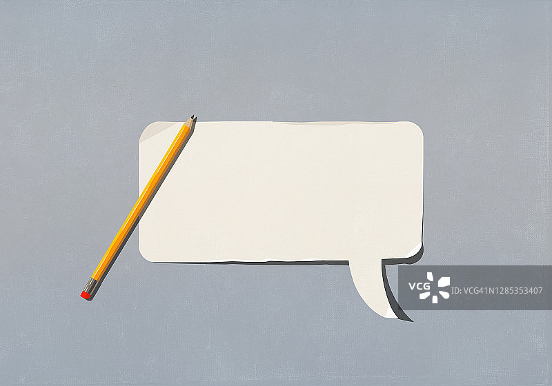 空白对话气泡和铅笔图片素材