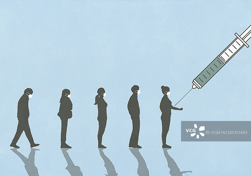 排队等候疫苗接种的人们图片素材