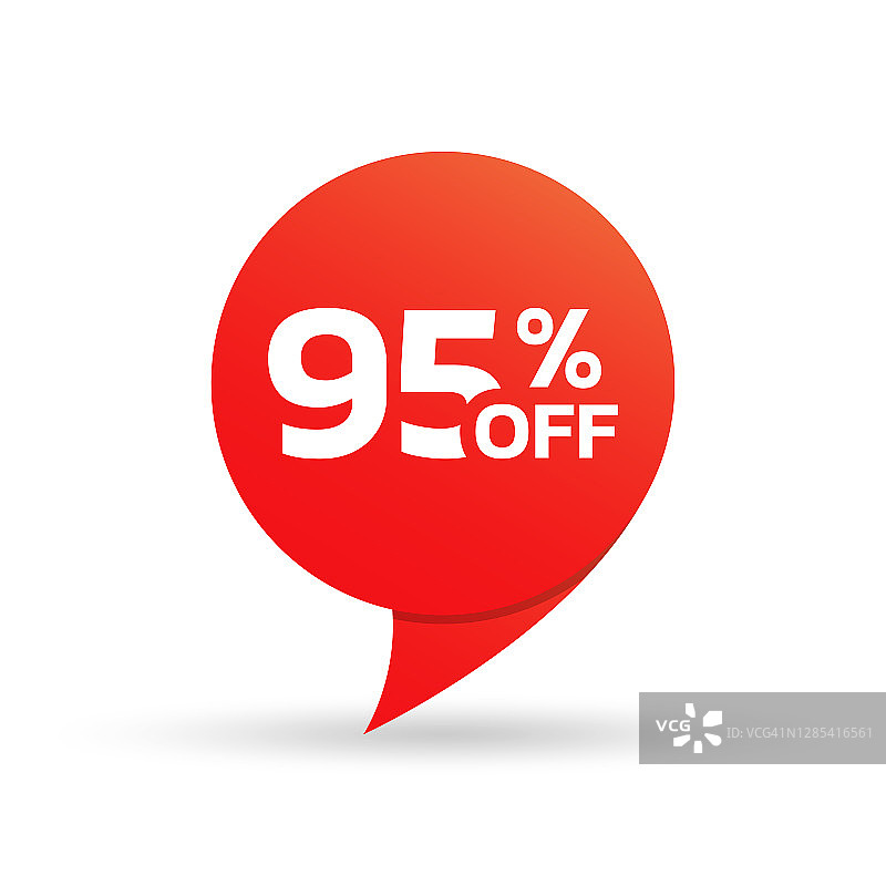 95%折扣标签或贴纸。促销横幅设计的折扣价格标签图片素材