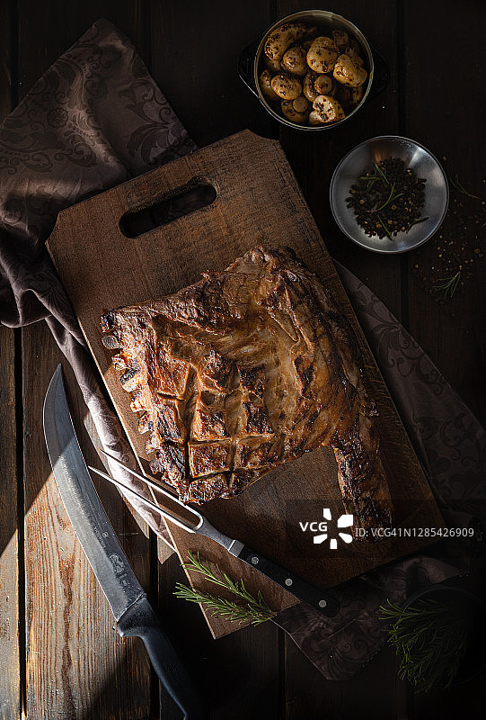 平底锅烤羊排图片素材