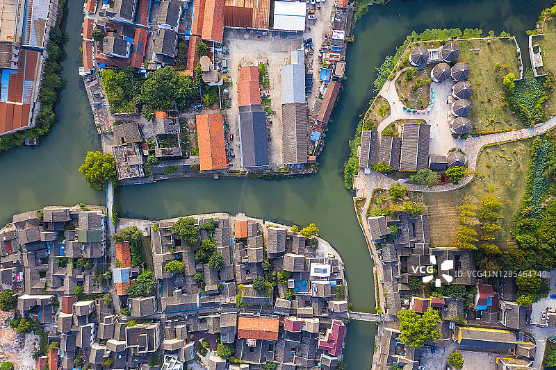 苏州太平古镇空中景色图片素材