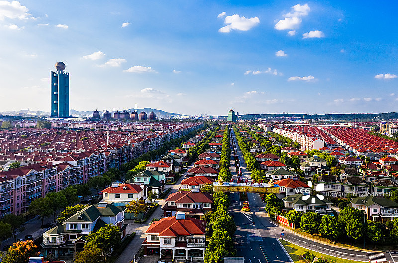 中国江苏江阴华西村住宅区和别墅风光图片素材