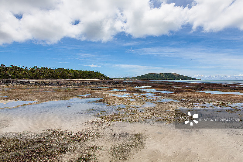 有海藻的热带岛屿海滩图片素材