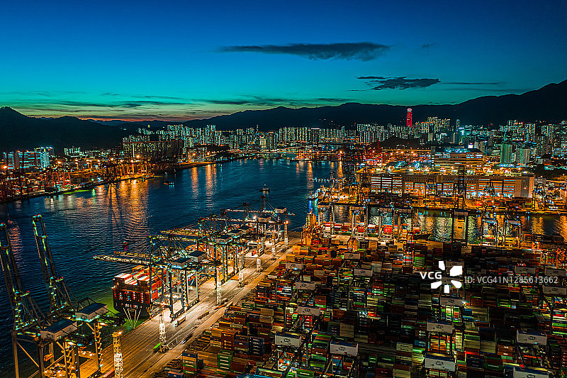 中国香港的集装箱货运码头图片素材