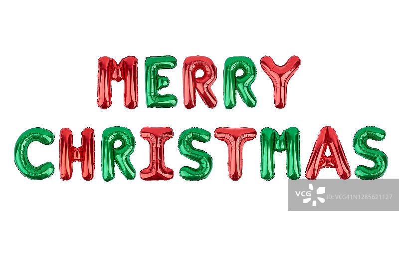白色背景上的箔气球圣诞节文字图片素材