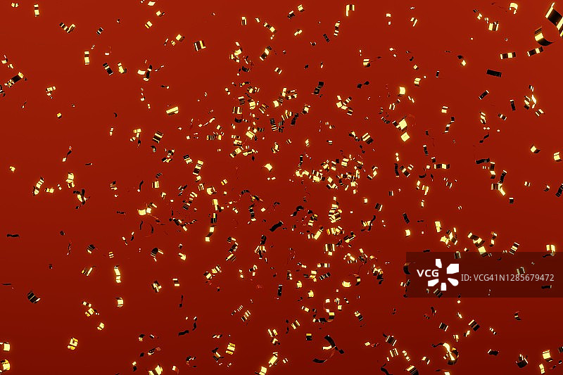 飘落的金色纸屑，新年派对概念图片素材