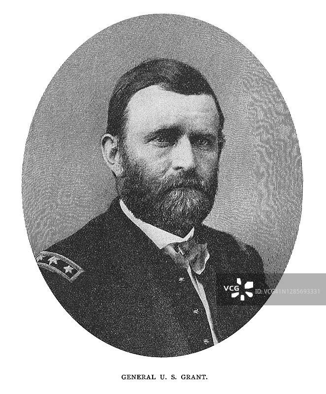 美国第18任总统尤利西斯·S·格兰特将军肖像图片素材