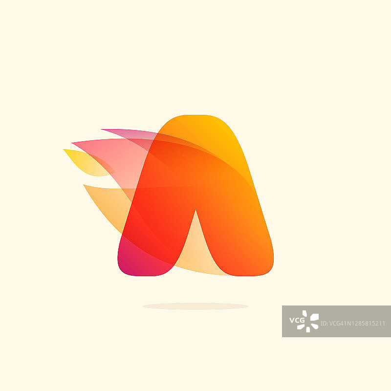 燃烧的火焰A字母标志，红色尾巴图片素材