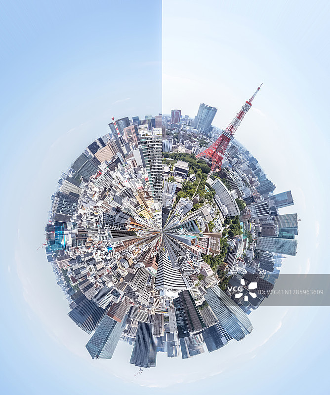 东京城市景观360度航拍全景图片素材