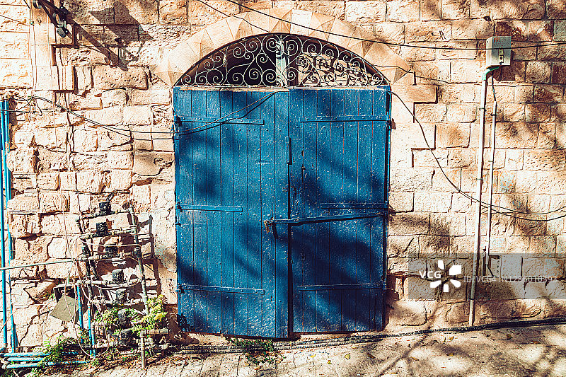 旧蓝色门图片素材