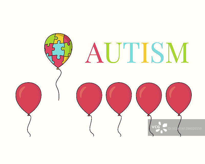 孤独症意识气球概念插画图片素材