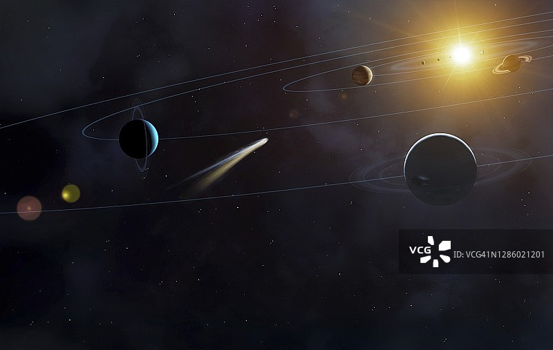 太阳系行星轨道的艺术作品图片素材