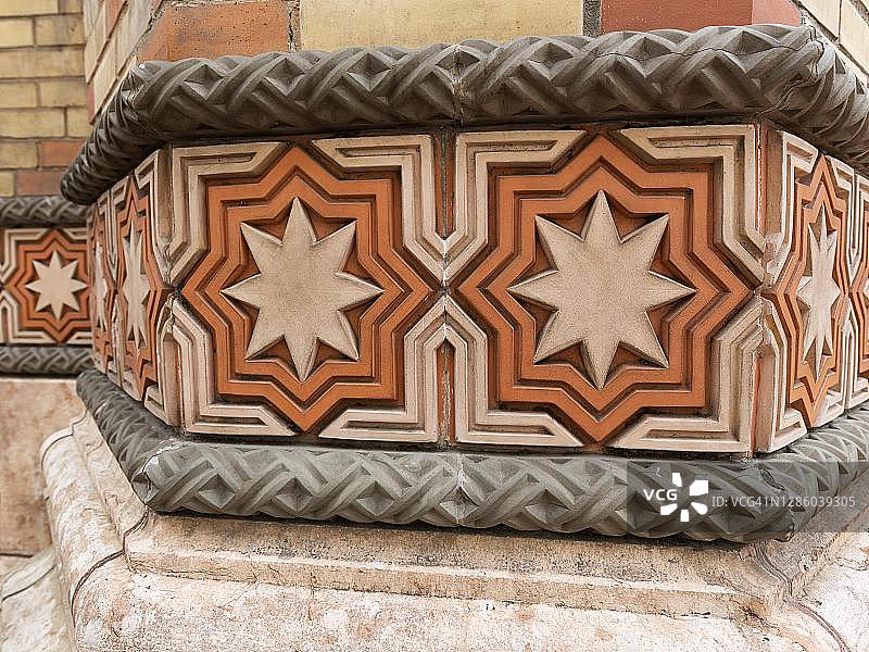 墙上的大卫之星，立面细节，大犹太教堂，位于匈牙利布达佩斯佩斯区图片素材