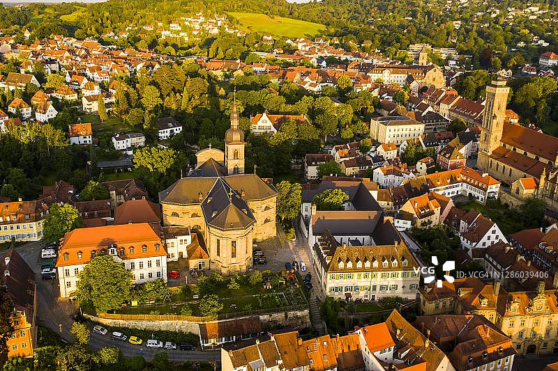德国巴伐利亚州班贝格老城航拍图片素材