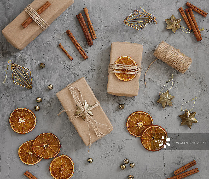 圣诞礼物俯视图图片素材