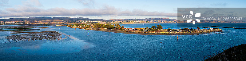 美国加利福尼亚州博德加湾海港入口全景图片素材