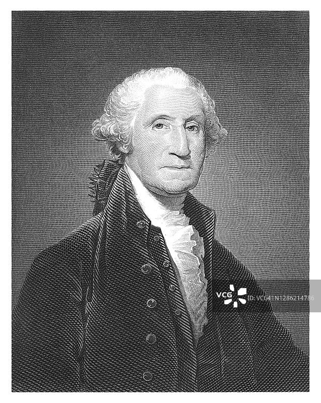 乔治·华盛顿肖像，美国第一任总统，1789年至1797年图片素材