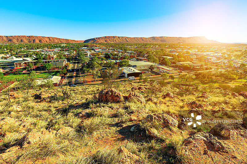 爱丽丝泉日落航拍景观图片素材