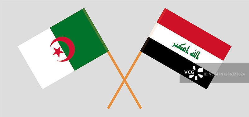 伊拉克与阿尔及利亚交叉旗帜图片素材