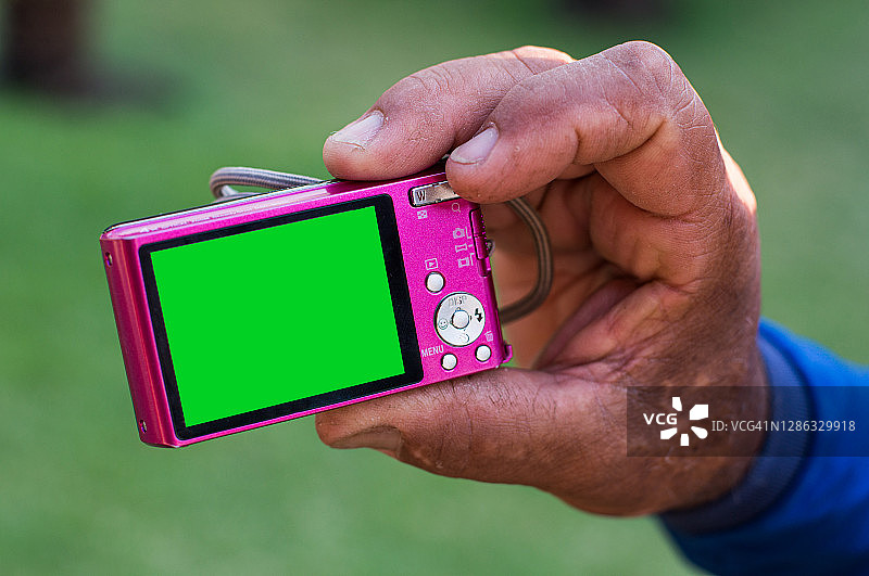 老式数码相机 - 抠像绿幕背景图片素材