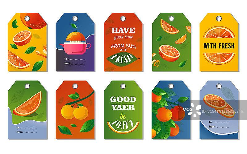 柑橘标签套装图片素材