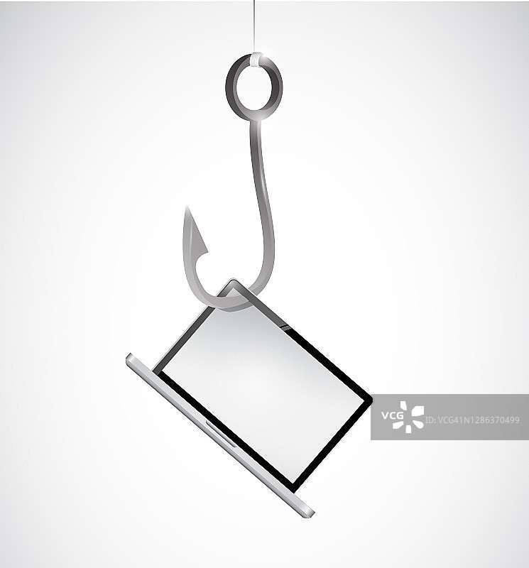 钩子和笔记本电脑插图设计图片素材