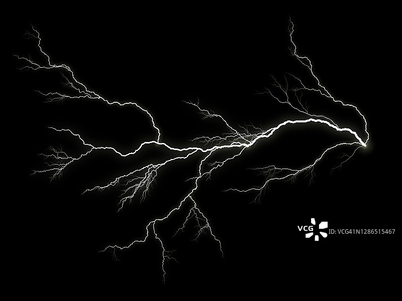 黑色背景上的能源闪电图片素材