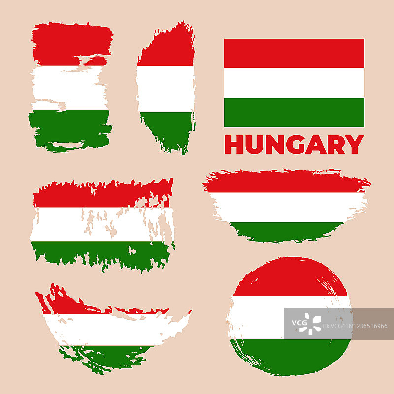 匈牙利国庆日抽象水彩笔触旗帜图片素材
