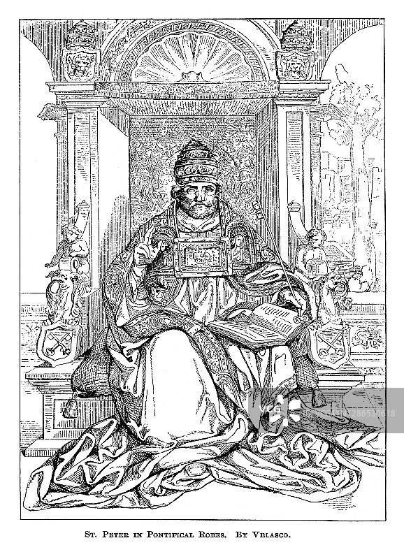 圣彼得主教礼服古版画插图图片素材