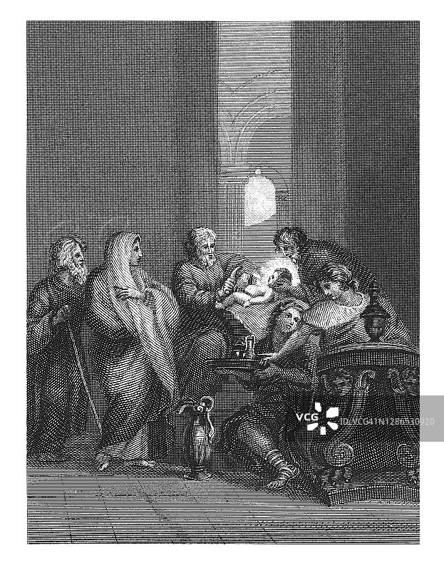 耶稣命名的复古新约插图图片素材