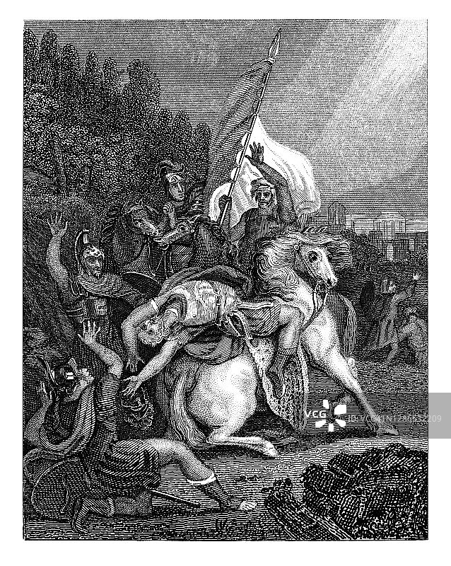 保罗使徒（扫罗）的皈依古版画图片素材