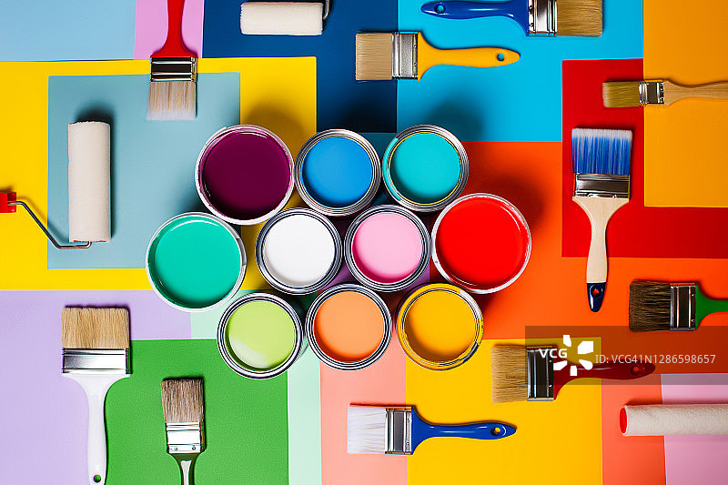 室内设计彩色绘画工具图片素材