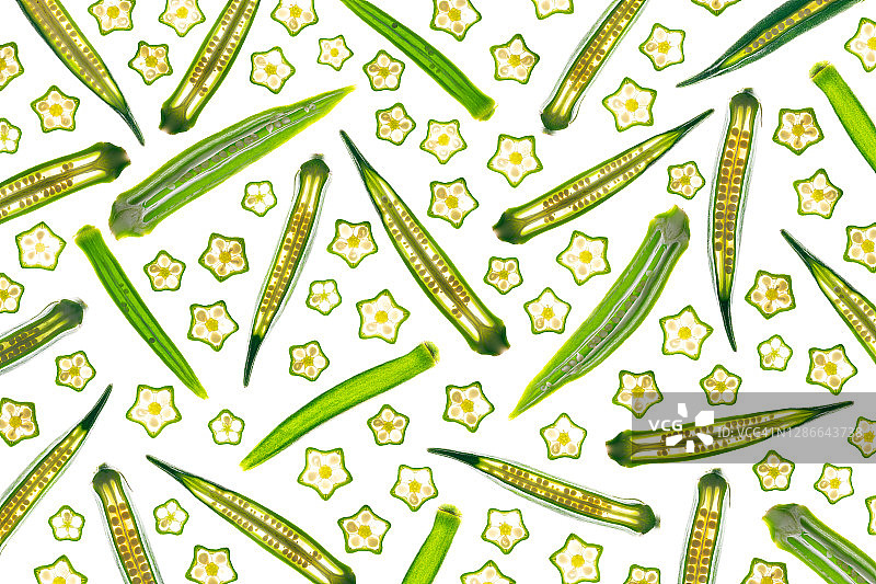 背光秋葵切片图案图片素材