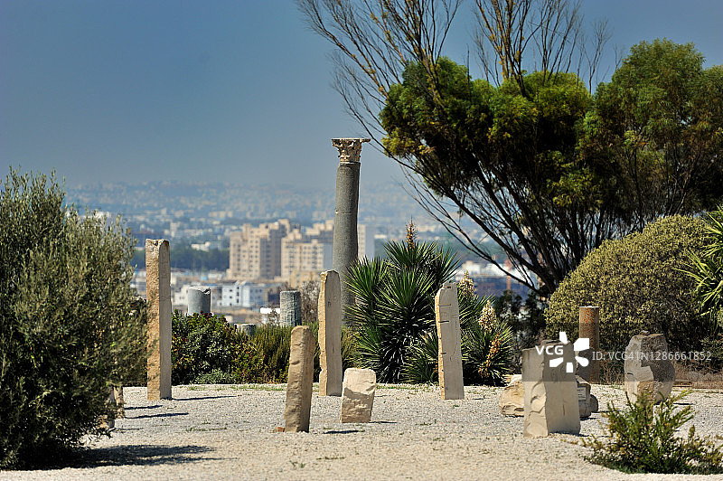 迦太基古老柱子的遗迹图片素材