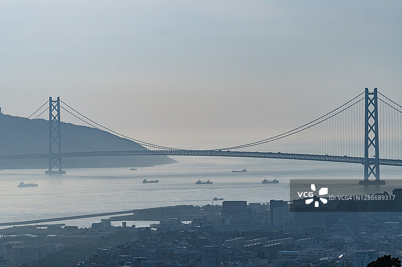 日本神户市的明石海峡大桥图片素材
