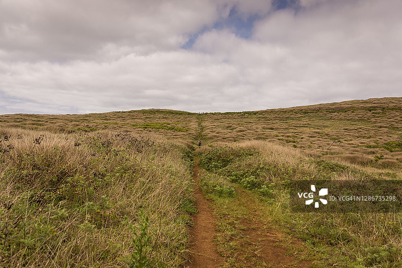 通往火山的山路，复活节岛风光图片素材
