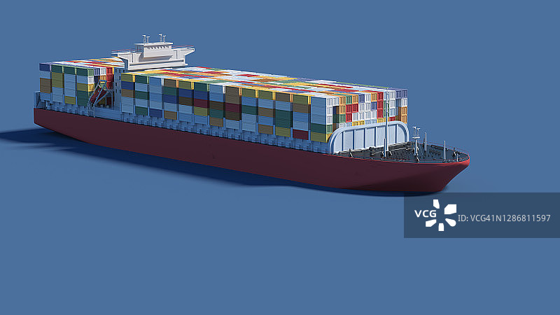 3D渲染的港口和货轮图片素材