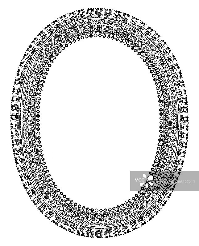 装饰画框古老雕刻插图图片素材