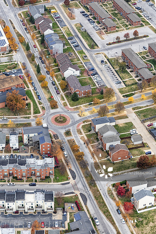 住宅街道航拍图片素材