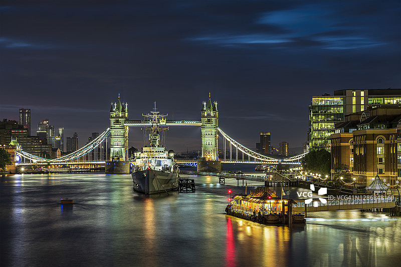 英国伦敦泰晤士河夜景图片素材