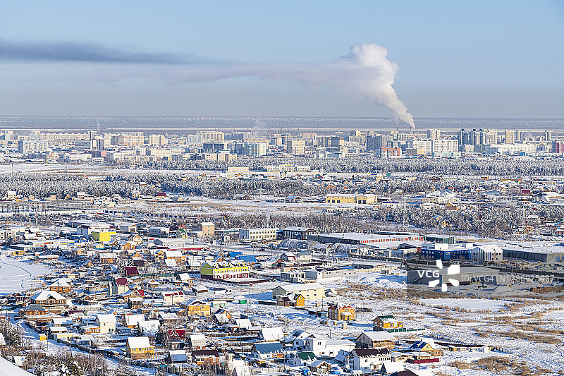 俄罗斯萨哈共和国雅库茨克冬季雪景图片素材