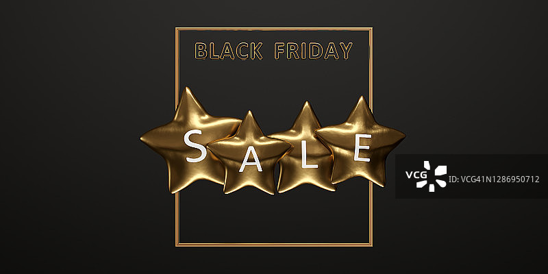 黑色星期五促销：金色星星气球图片素材