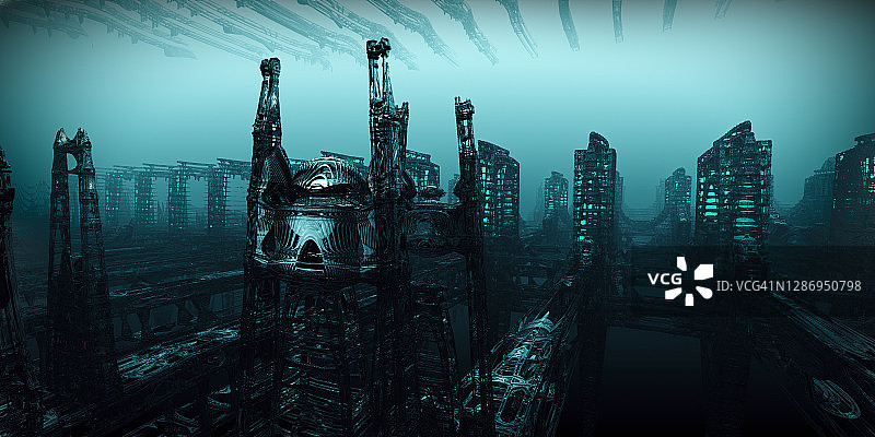 蓝色城市图片素材