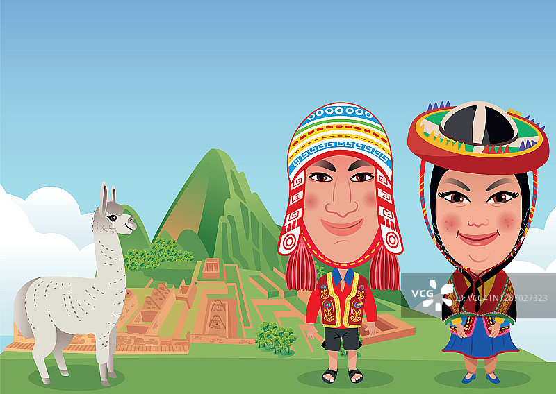 马丘比丘、秘鲁女人和男人图片素材