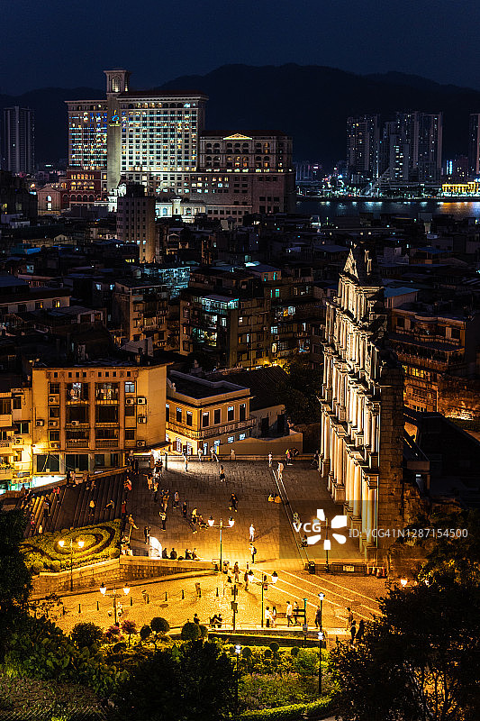 澳门圣保罗教堂遗址夜景图片素材