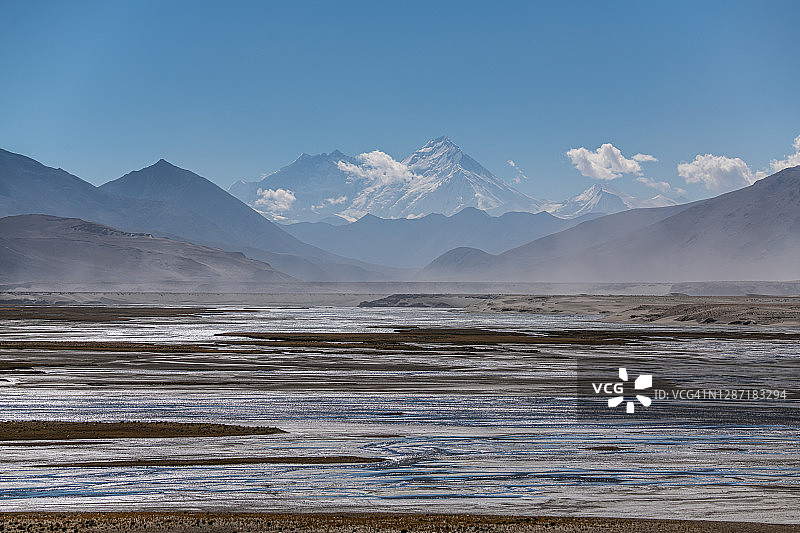 从中国西藏看珠穆朗玛峰图片素材